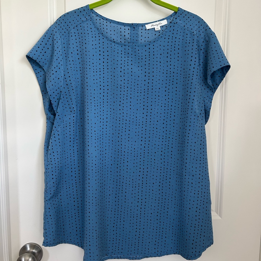 Monday Fun Blue Polka Dot Blouse